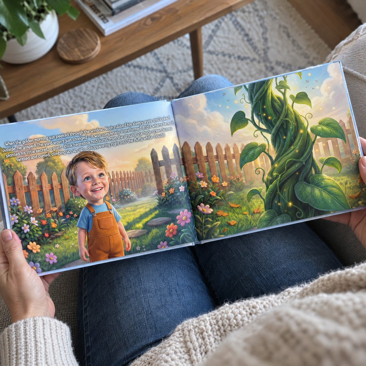 Hands holding the open book